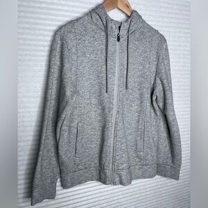Figs Womens Essential Zip Hoodie L Heather Gray Jacket Pockets Nurse Uniform
